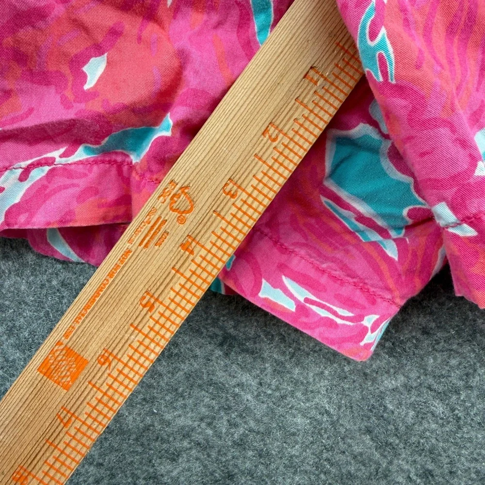 Lilly Pulitzer Callahan Short Womens 6 Pink Turquoise Floral Chino Summer Cotton